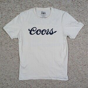 Coors T-Shirt 2-Sided Cream Colorado Brewed Legend Mens MED Mad Engine Beer Tee